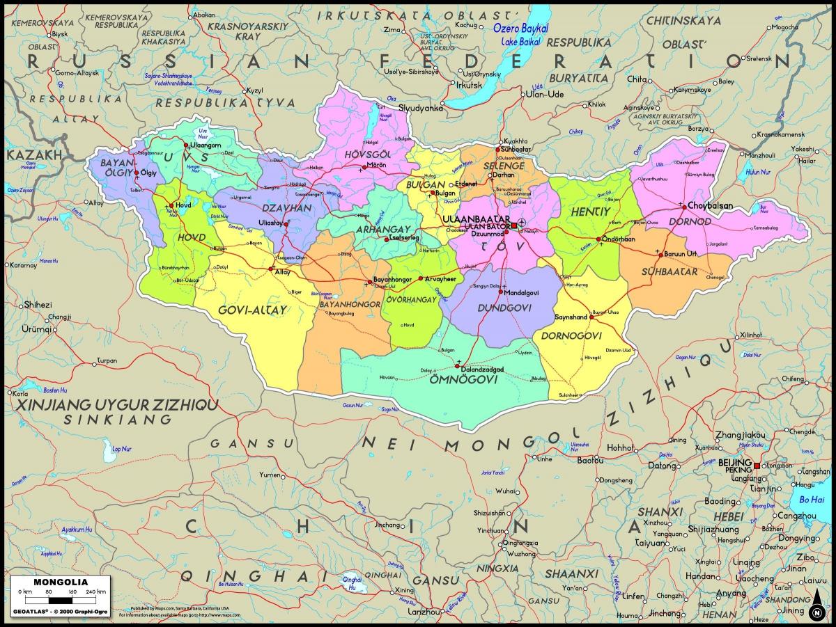 mapa físic de Mongòlia