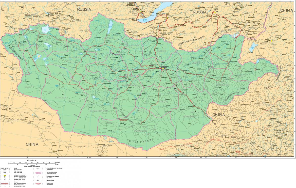 mapa de Mongòlia carretera