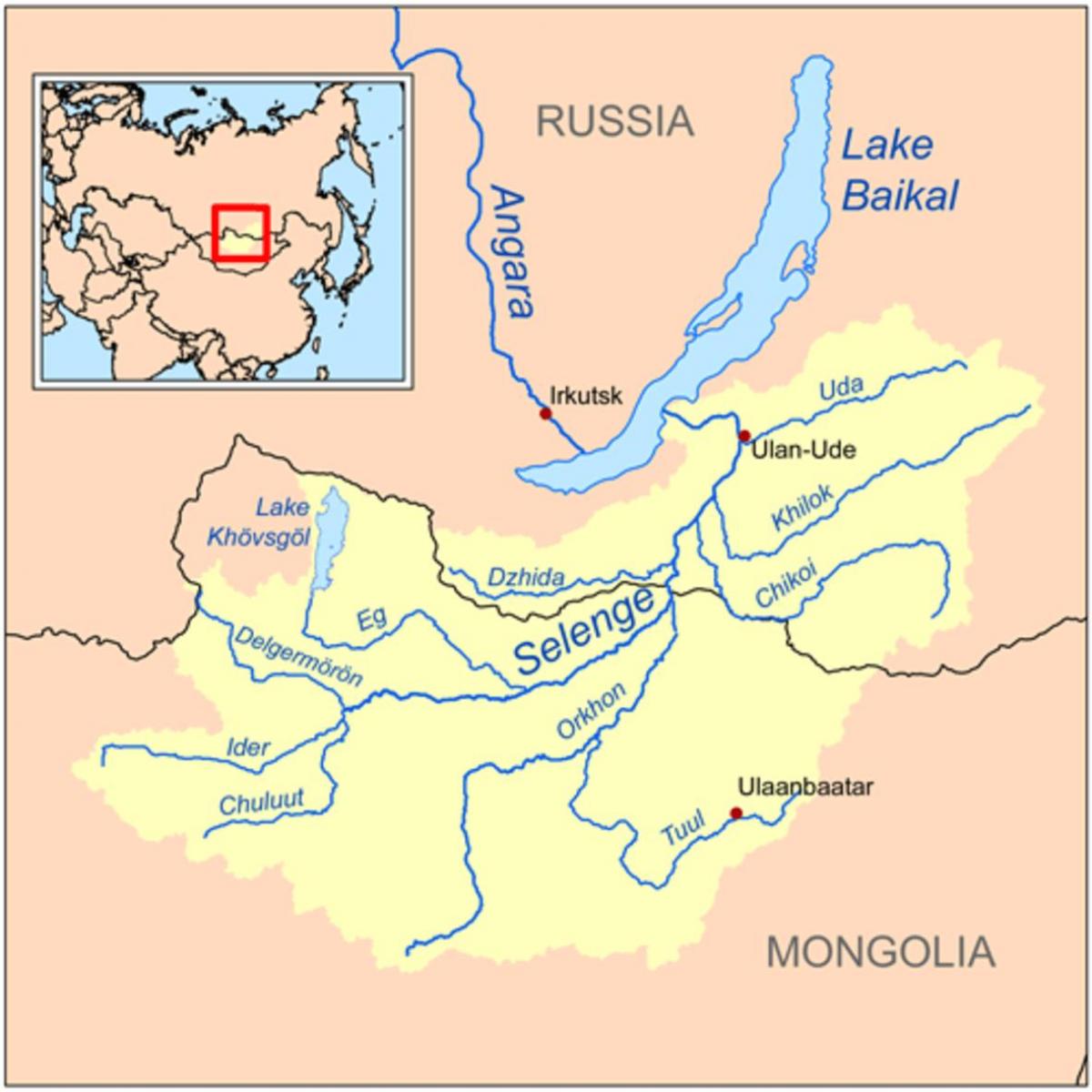 mapa de Mongòlia riu