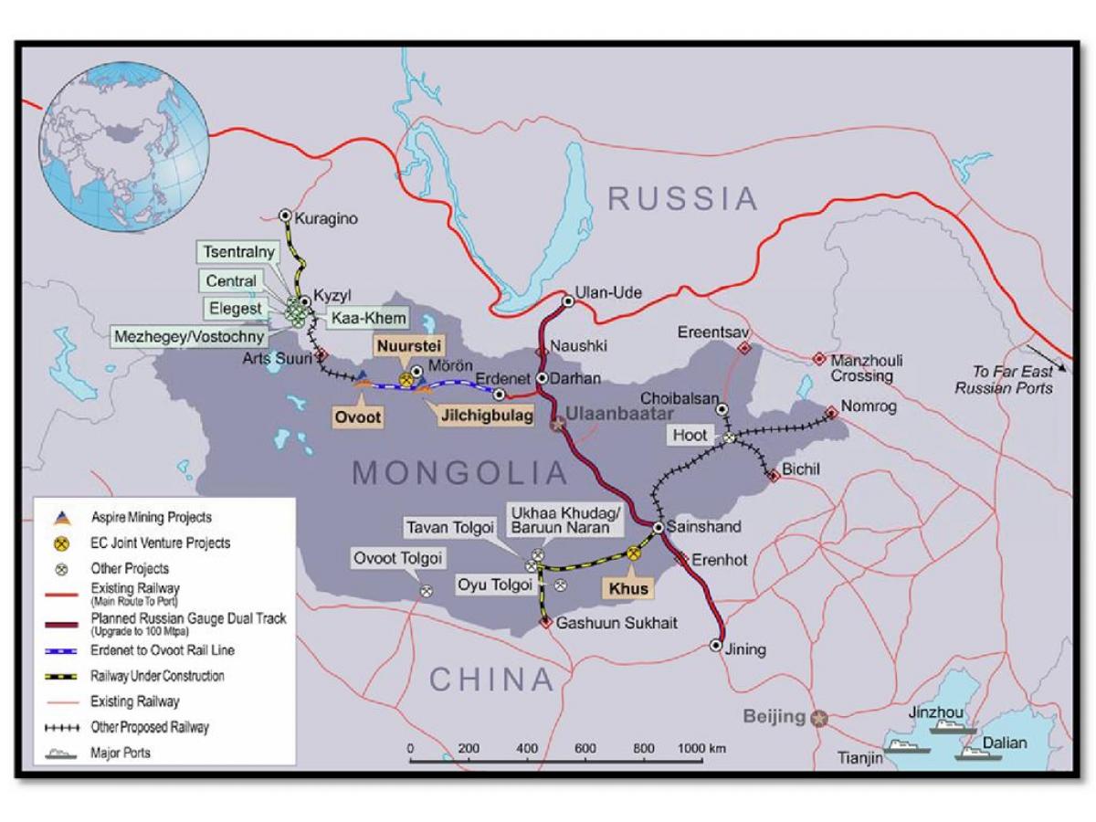 Mongòlia ferrocarril mapa