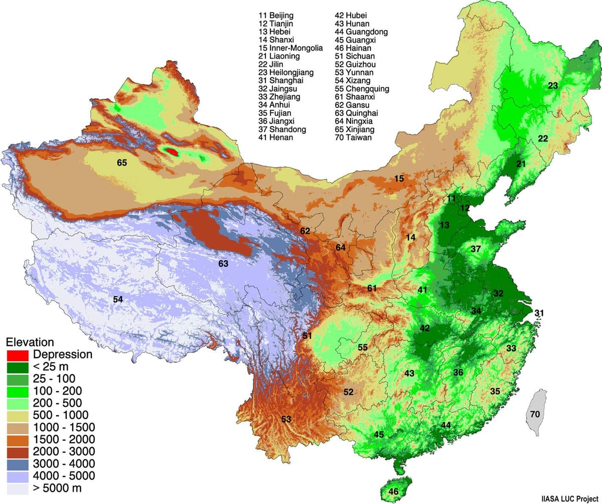 mapa de Mongòlia elevació