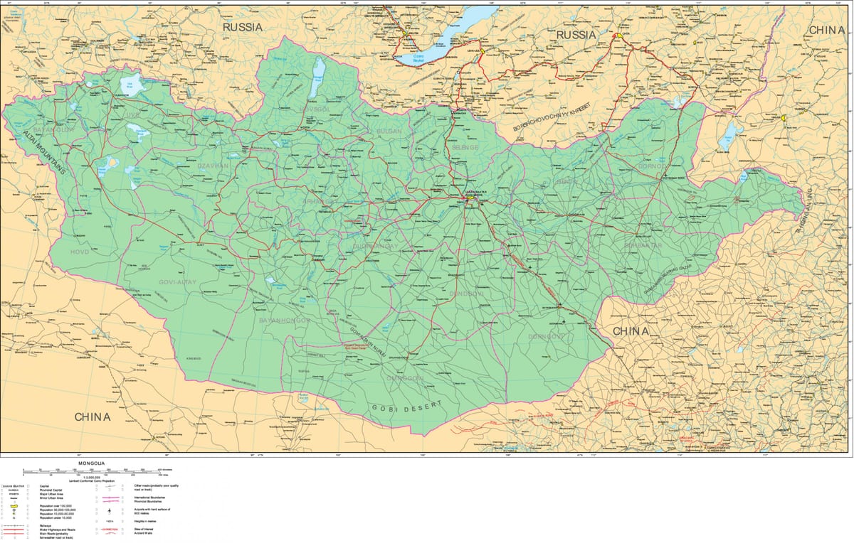mapa de Mongòlia carretera