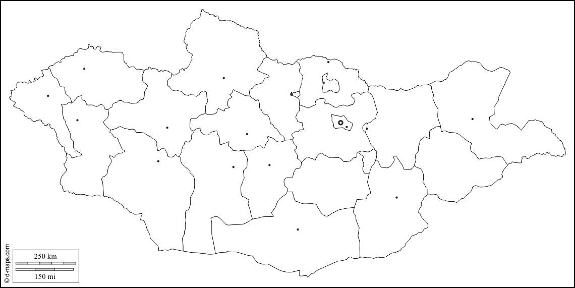en blanc mapa de Mongòlia