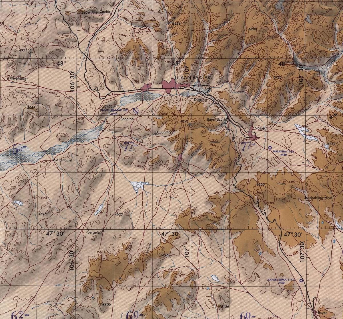mapa de Mongòlia topogràfic