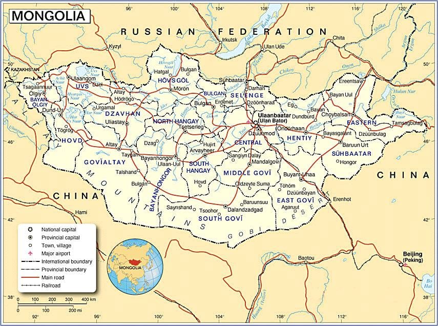 Mongòlia mapa turístic