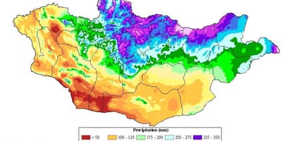 Mapa de Mongòlia densitat de població